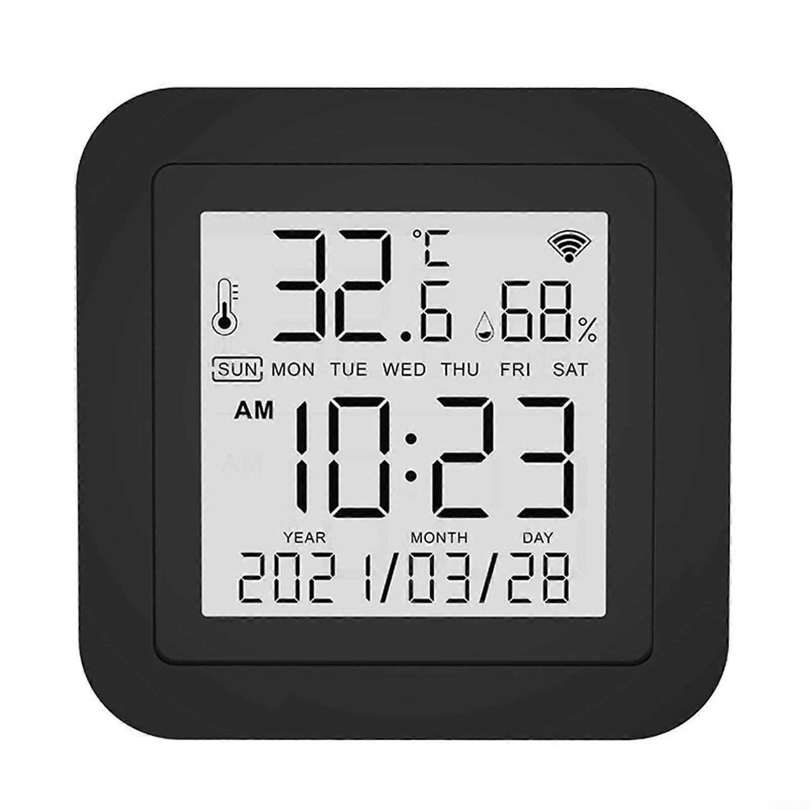 WiFi Temperature and Humidity Sensor with IR Remote, Smart Home Thermometer Hygrometer Black