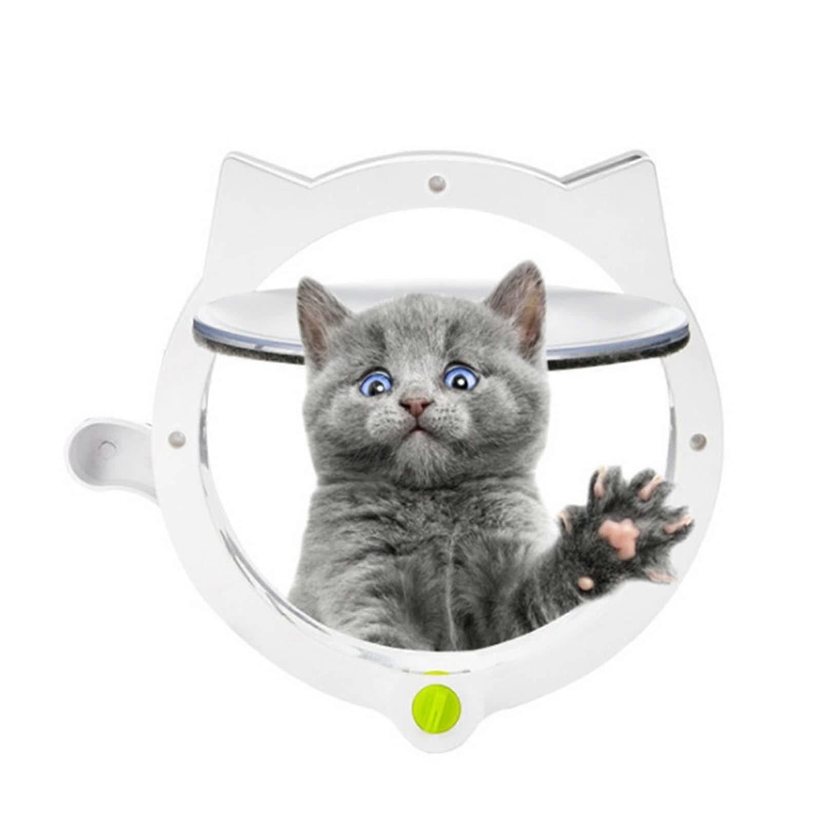 Interior Cat Door with 4 Locking Modes, Magnetic Closure, Kitten Shape for Thin Doors and Walls