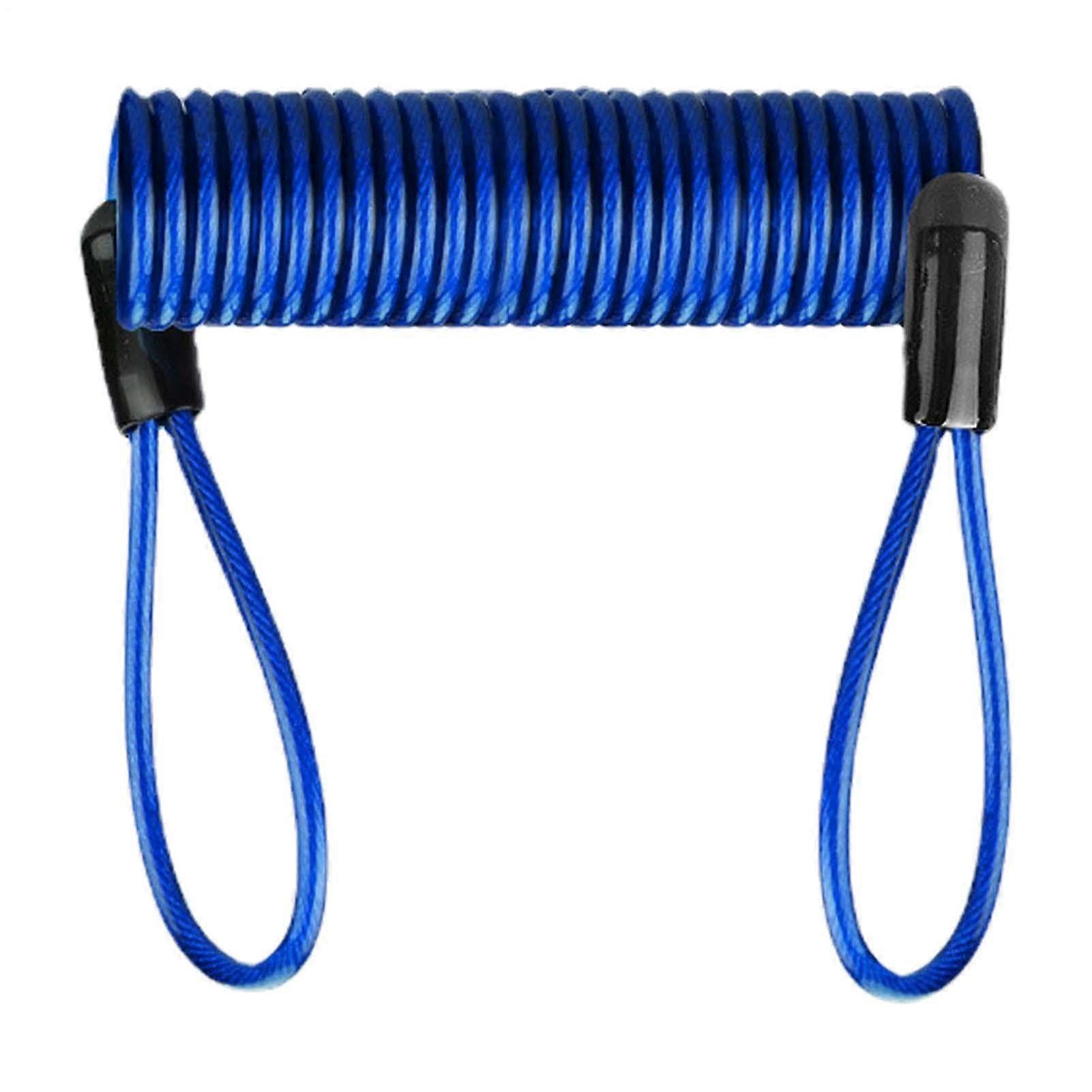 Motorcycle Helmet Lock Cable with AntiTheft Steel Core, Coiled Bike Security Cable Blue 47.24in