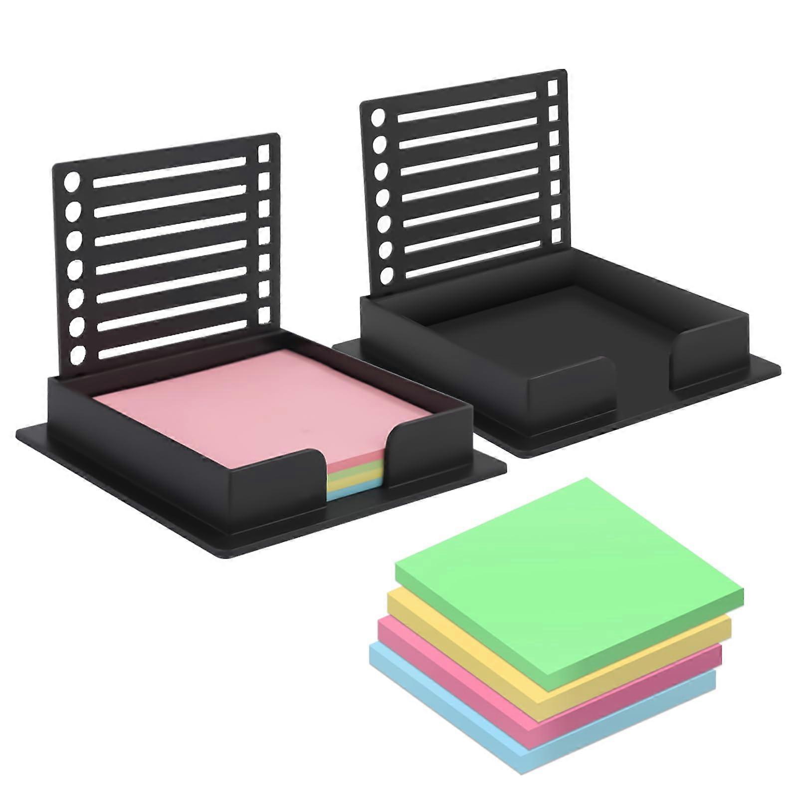 Sticky Note Dispenser with Builtin Ruler Stencil, Compact Organizer for 3x3 Notes, Office and School