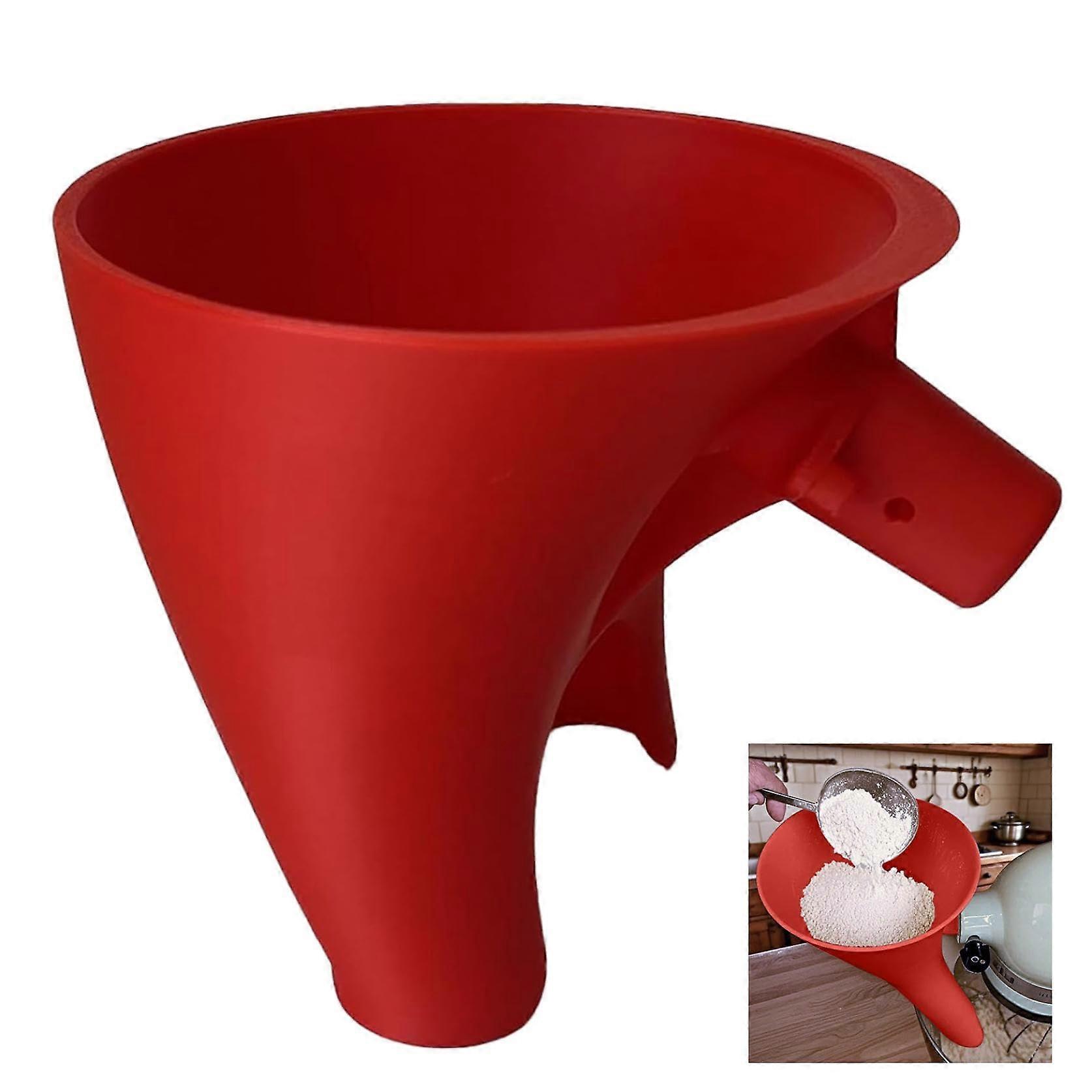 Funnel with Pouring Shield for Mess Baking, TiltHead Accessory in Red for KitchenAid Mixer
