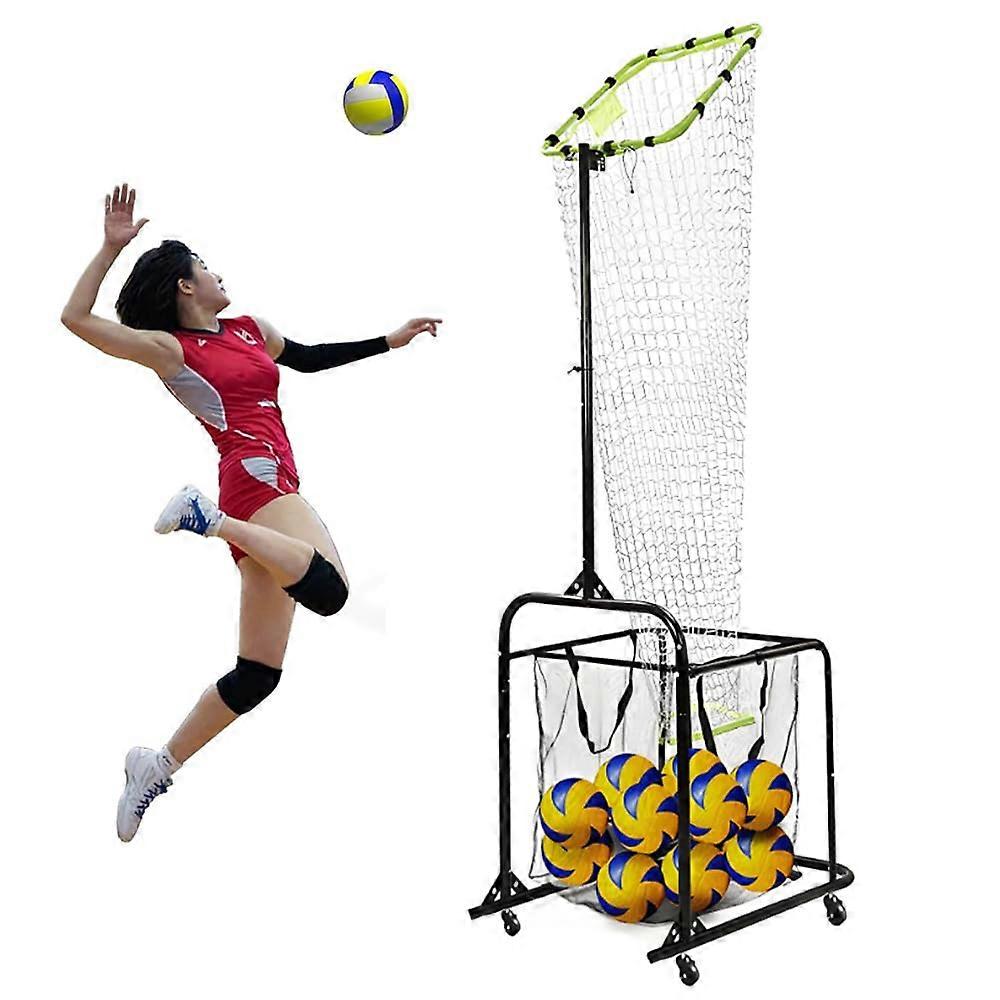 Volleyball Training Net with Adjustable Height and MultiAngle Frame for Serving Setting Spiking