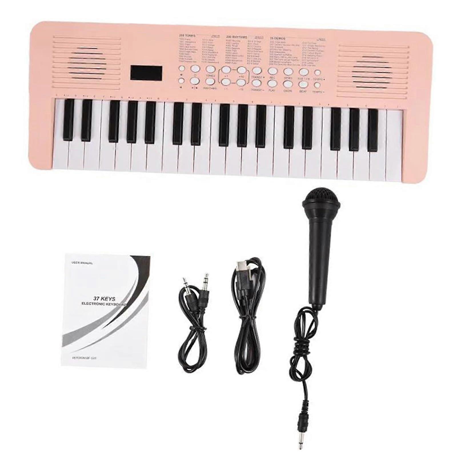 Electronic Keyboard Piano 37Key Compact Design with Microphone 200 Tones and Rhythms for Beginners