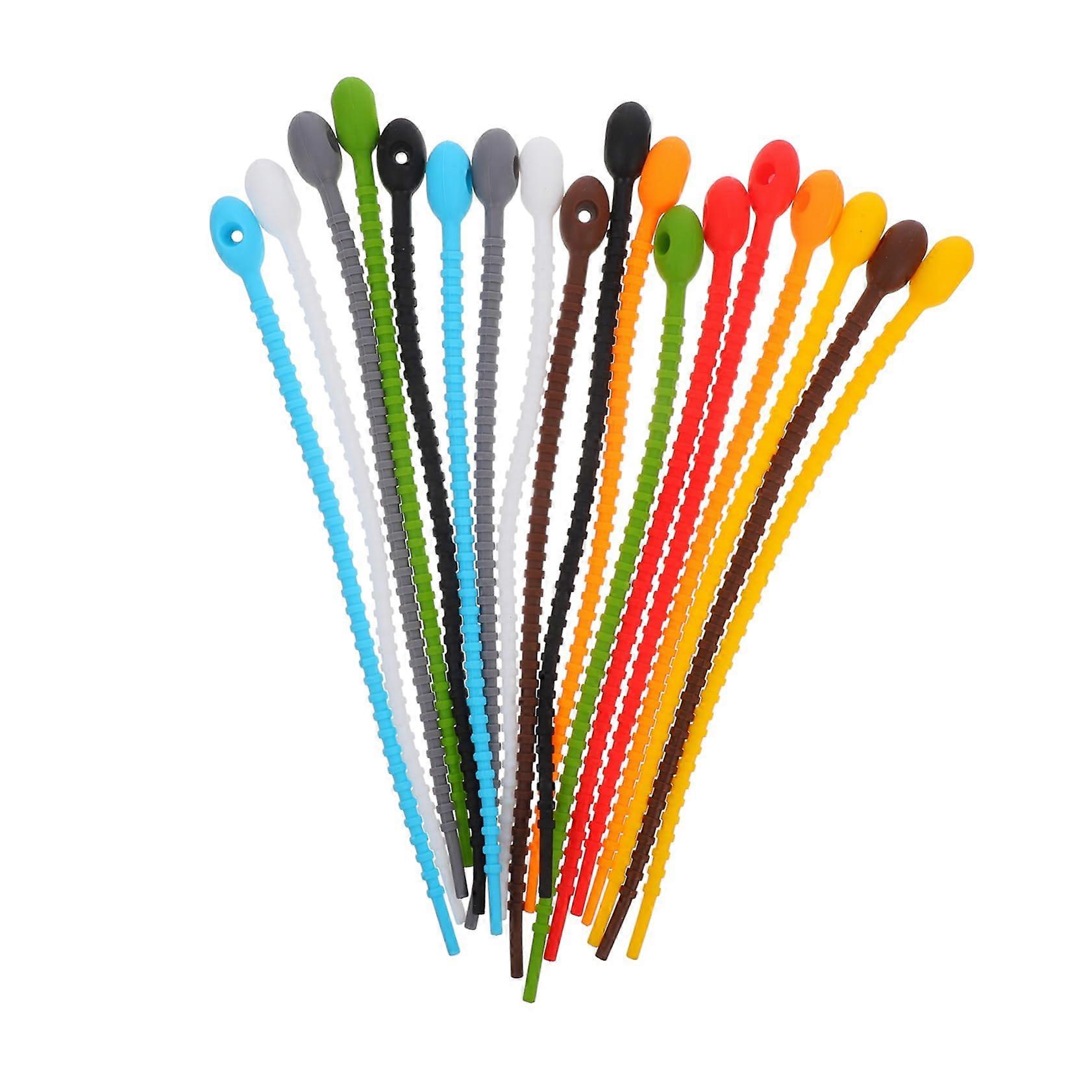 18pcs Flexible Silicone Cable Ties Reusable Zip Ties with Fast SelfLocking for Organizing