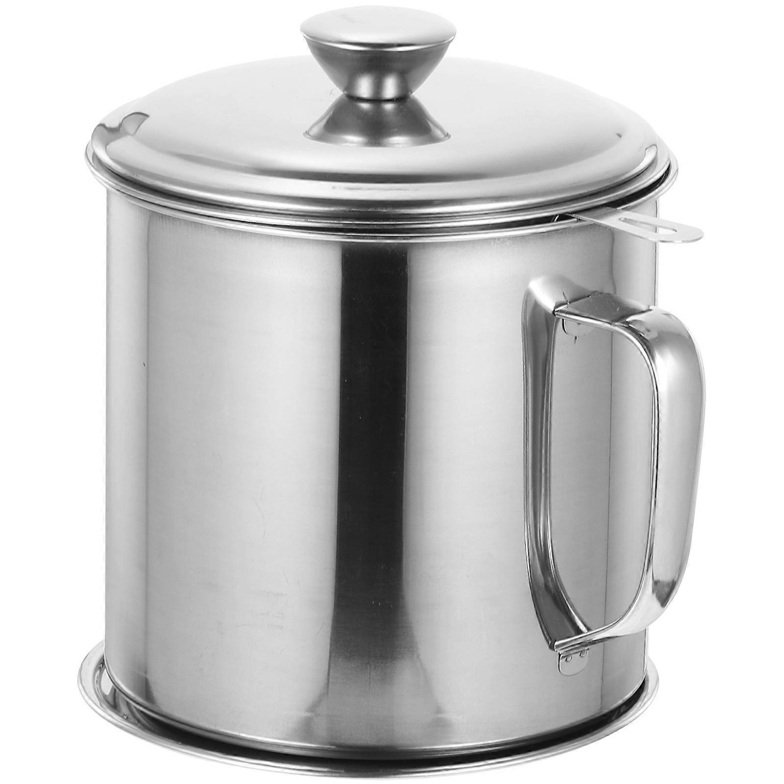 Oil Container Kitchen Stainless Steel Oil Strainer with Filter 1Set