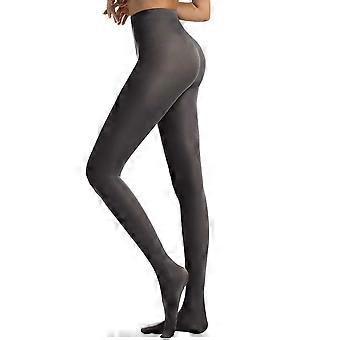 Collant coprenti taglie forti, design senza cuciture con piede (40D) per danza e occasioni formali, collant per donna, grigio L