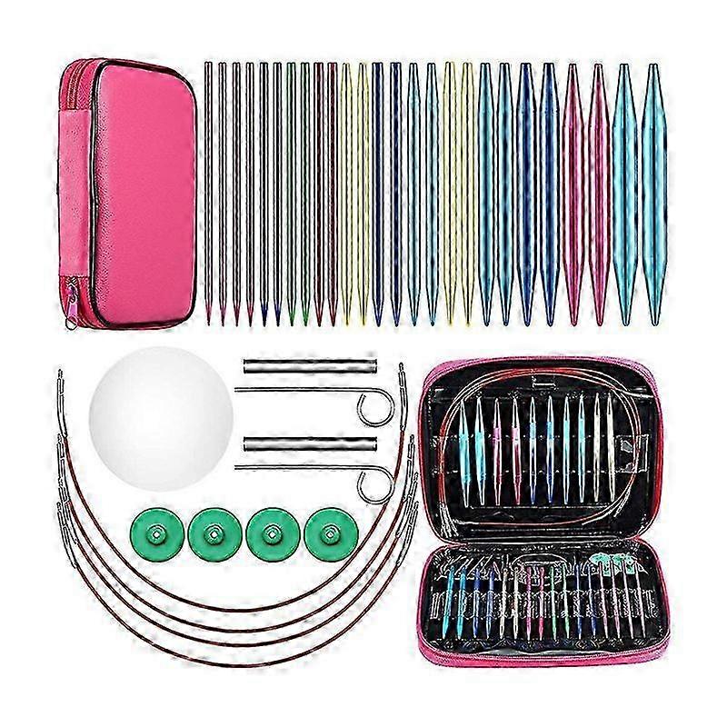 26 Pieces Aluminum Interchangeable Circular Knitting Needle Set