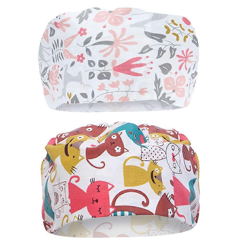 Protective Pure Cotton Headcloth for Working Use 2Pcs Printed Adjustable Cap