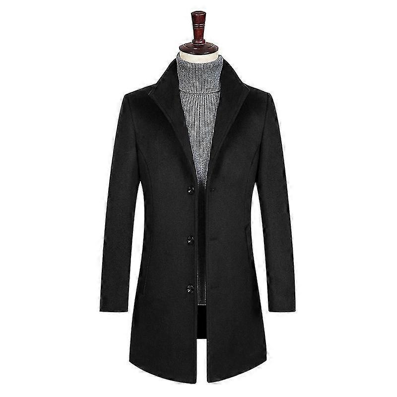 Mænds Mid-længde Single Breasted Wool Blend Top Coat