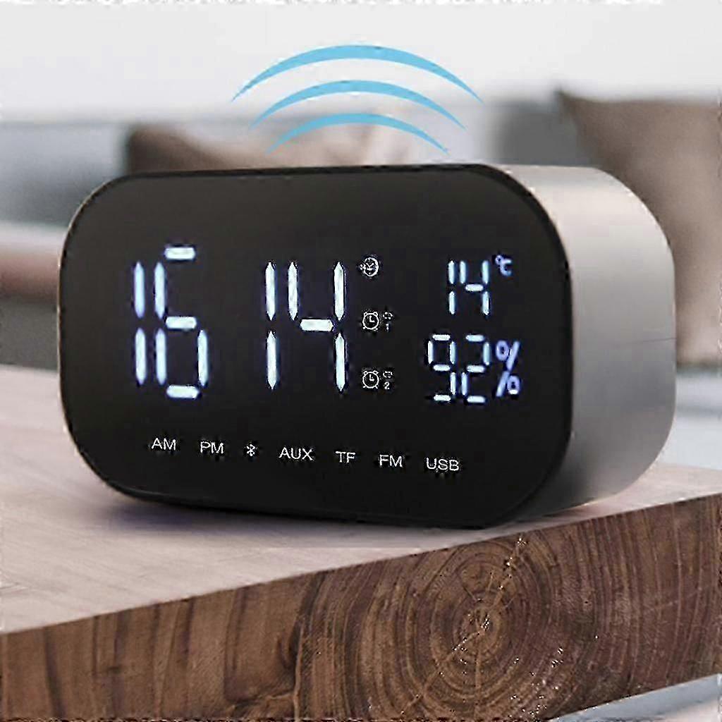 Wireless LED Mirror, Gold Edition, Bluetooth Alarm Clock, Stereo Speaker