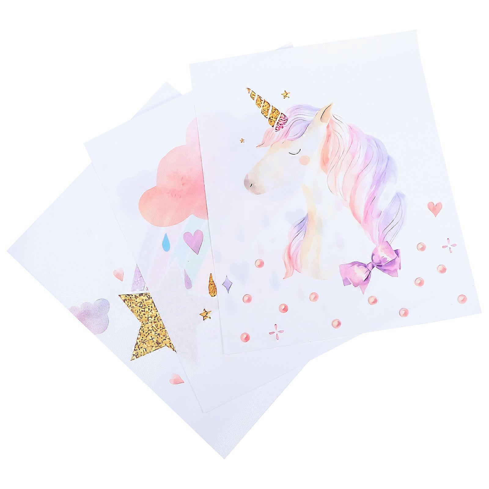 - Printed Rainbow Wall Pictures 3Pcs Rectangular Home Decor For Children's Spaces