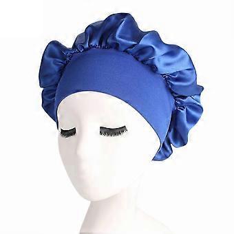Gorro de satén suave para mujer, gorro para dormir por la noche, gorro sedoso de satén de doble capa ajustable para cabello rizado y elástico, dbIAOS