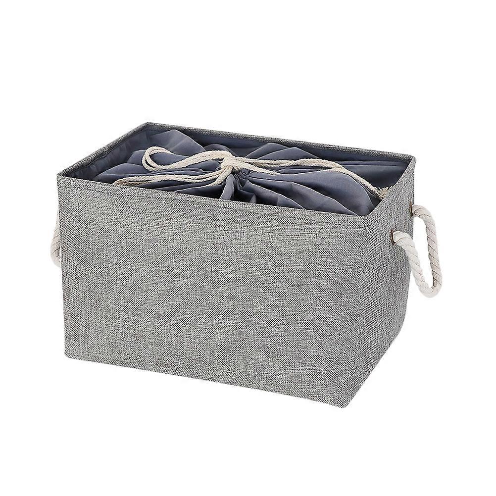 Clothes Storage Basket with Drawstring Function for Bedroom Grey