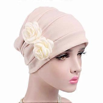 Woman Corrugated Chemo Headband Stylish Slouchy Hat for Cancer Patient (Beige Random Color)