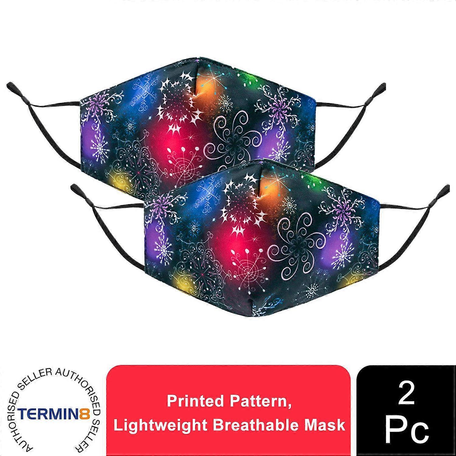 2x Termin8 Printed Pattern, Lightweight Breathable Mask, Design 1