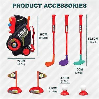 Kids Pull-Along Golf Cart Toy Set, Complete Toddler Plastic Golf Club & Ball Practice Playset Indoor Outdoor Sports Kit 3 Colors