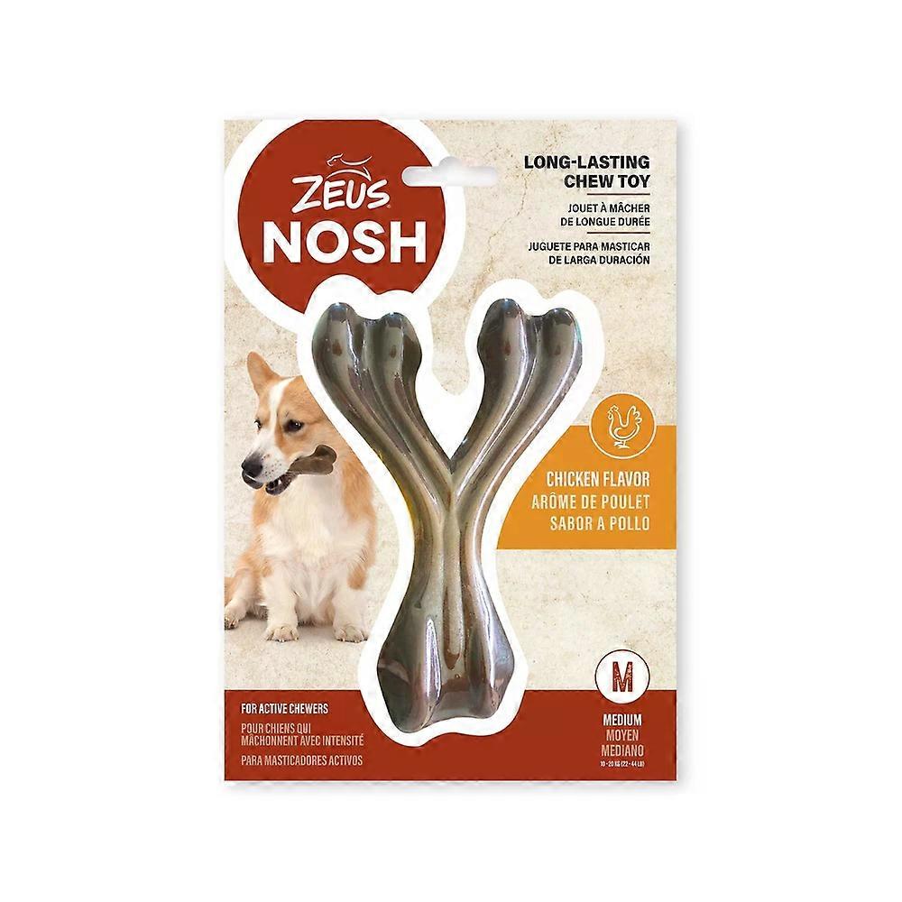 Zeus Nosh Strong Chicken Chew Wishbone Dog Toy - Medium