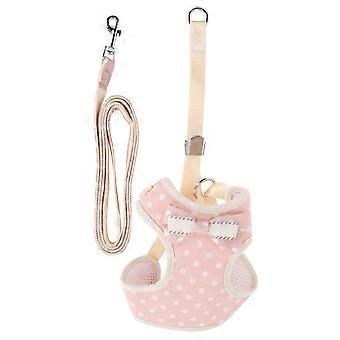 Breathable Cat Vest Harness with Adjustable Leash Pet EscapeProof Walking Vest Strap(Pink Dots S (Fit for 13kg))