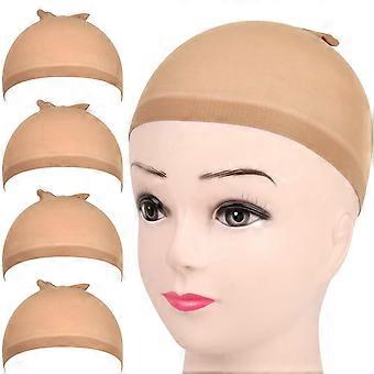 4 pieces Light Brown Stocking Wig Caps Stretchy Nylon Wig Caps for Women