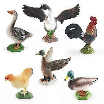 6Pcs Farm Animal Figures Set, Realistic PVC Chicken, Duck, Goose, and Rooster Figurines, Educational Toys for Kids, Ages 3+, Perfect for Playtime and 