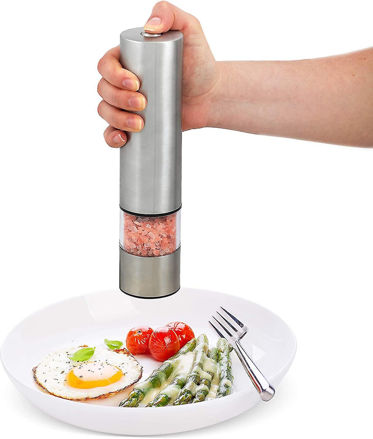 Electric Salt And Pepper Mill Set, Stainless Steel Adjustable