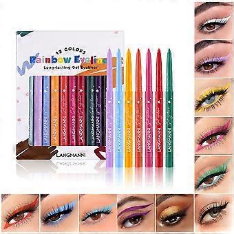Waterproof Eyeliner Pencil Set, 12 Colors, Smudge Proof and Long Lasting for Pigmented Eye Makeup