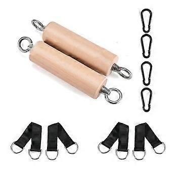 Wooden Pull Up Climbing Hold Grips,Arm Strength Trainer, Pull Up Grip Strength Straps compatible with Home ,Gym, Fitness