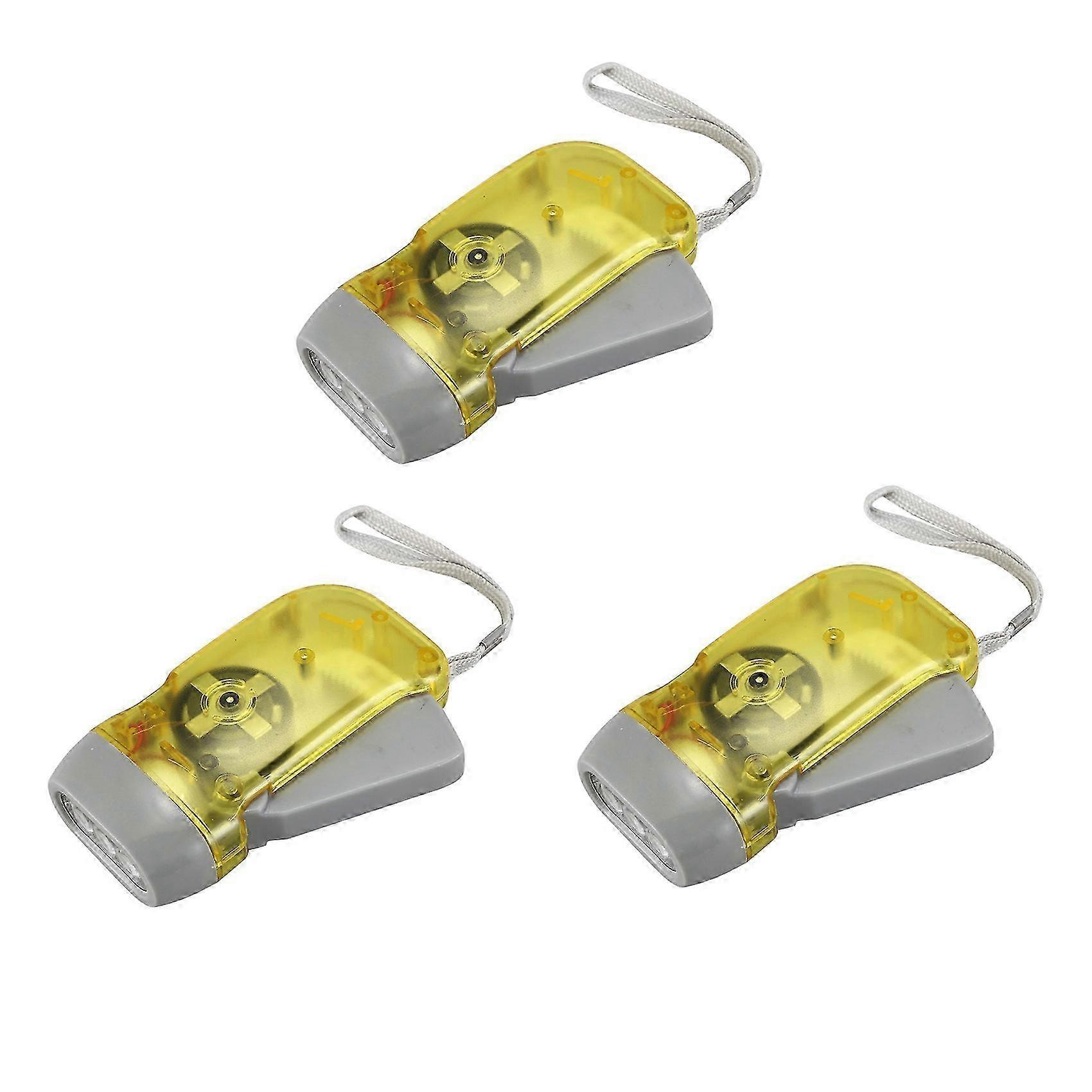 3X 3 LED Dynamo Wind Up Flashlight Torch Light Hand Press Crank NR Camping