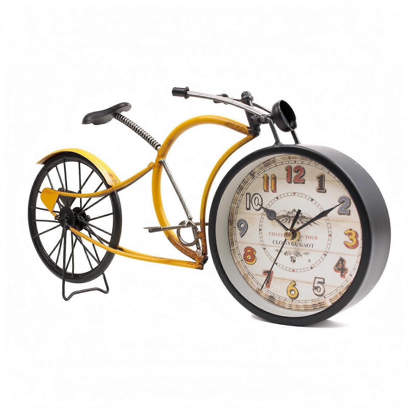 Iron Cycle Clock Model Handmade Vintage Cycle Clock Rotating Handlebar