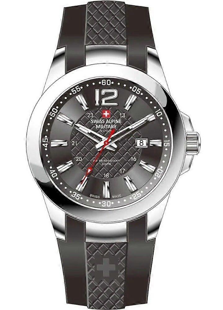 Swiss Alpine Military Combat Air Ladies Silicone Strap Black Dial Quartz 7758.1837 Ladies Watch