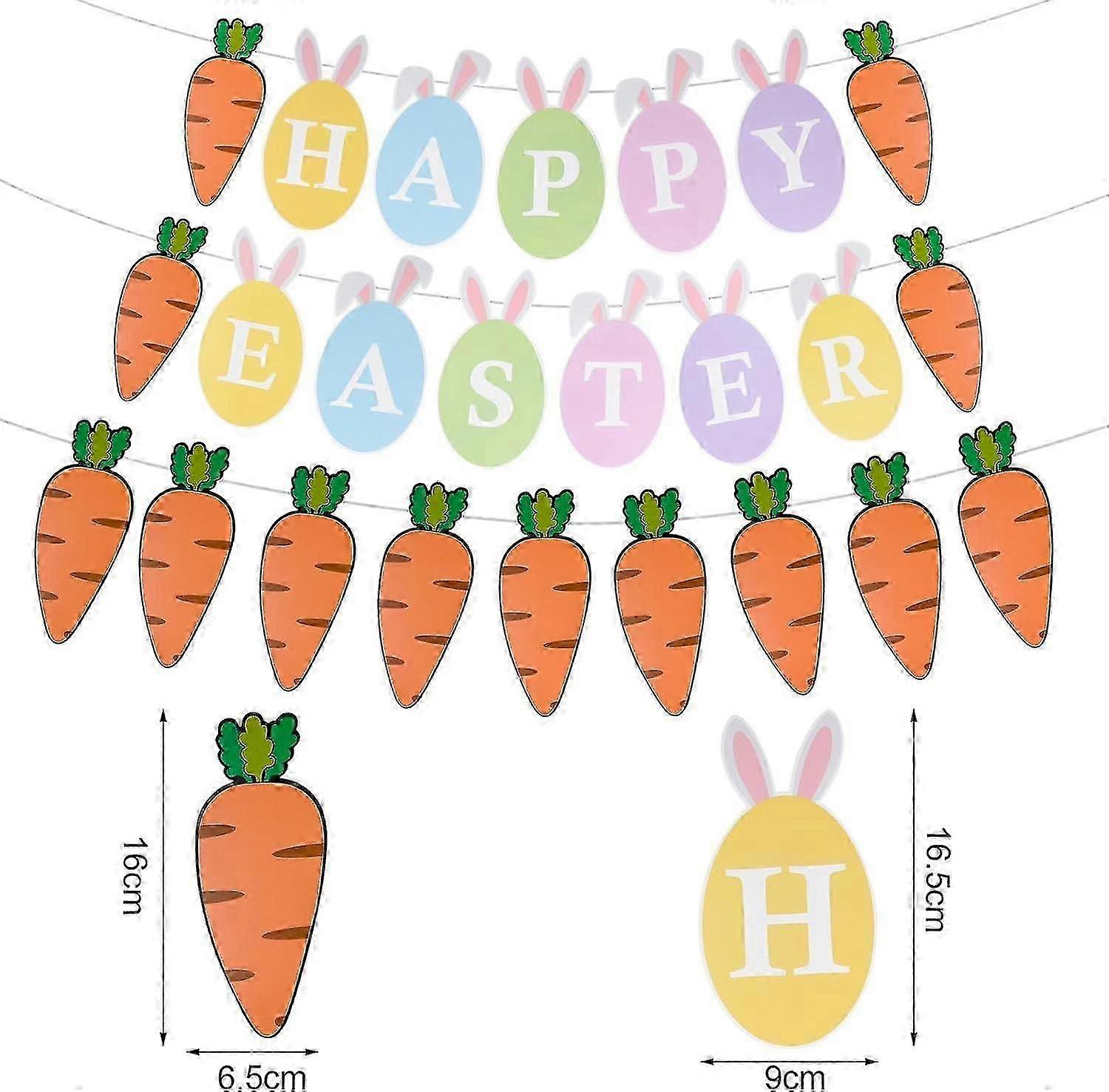 Easter Bunting, Easter Decorations, 2 PCs Easter Banner, Paper Easter Hanging with"Happy Easter" Decorations ping
