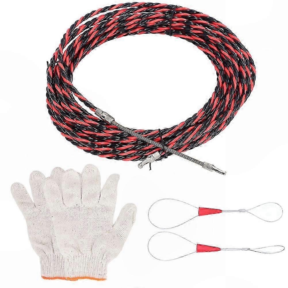 Streamline Manual Cable Routing & Pulling, Flat Head Electrical Wire Threader with Gloves & Cable Ties