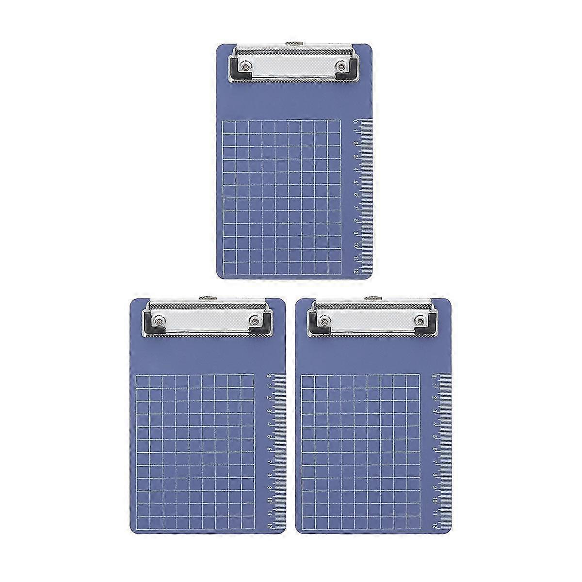 3Pcs Blue Plastic Clipboard compatible with Writing Use with Hanging Function