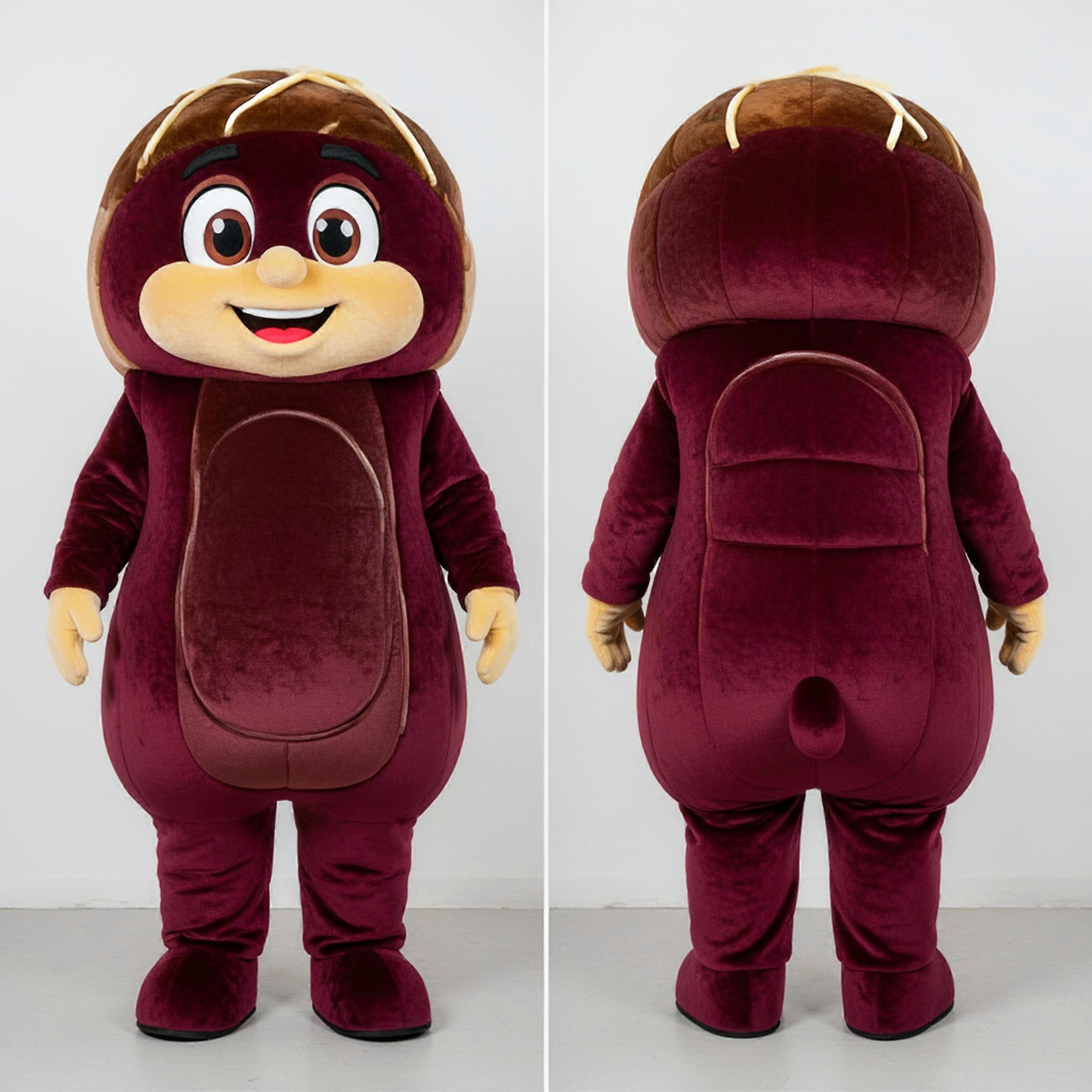 MASTICOT Maroon Rounded Beef Wellington Mascot