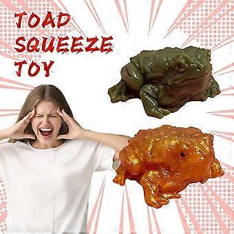 Soft TPR Material Toad Frog Squishy Toys Sticky Texture Golden Green Color Frog Squeezing Toy Simulated Animal Fidget Toy