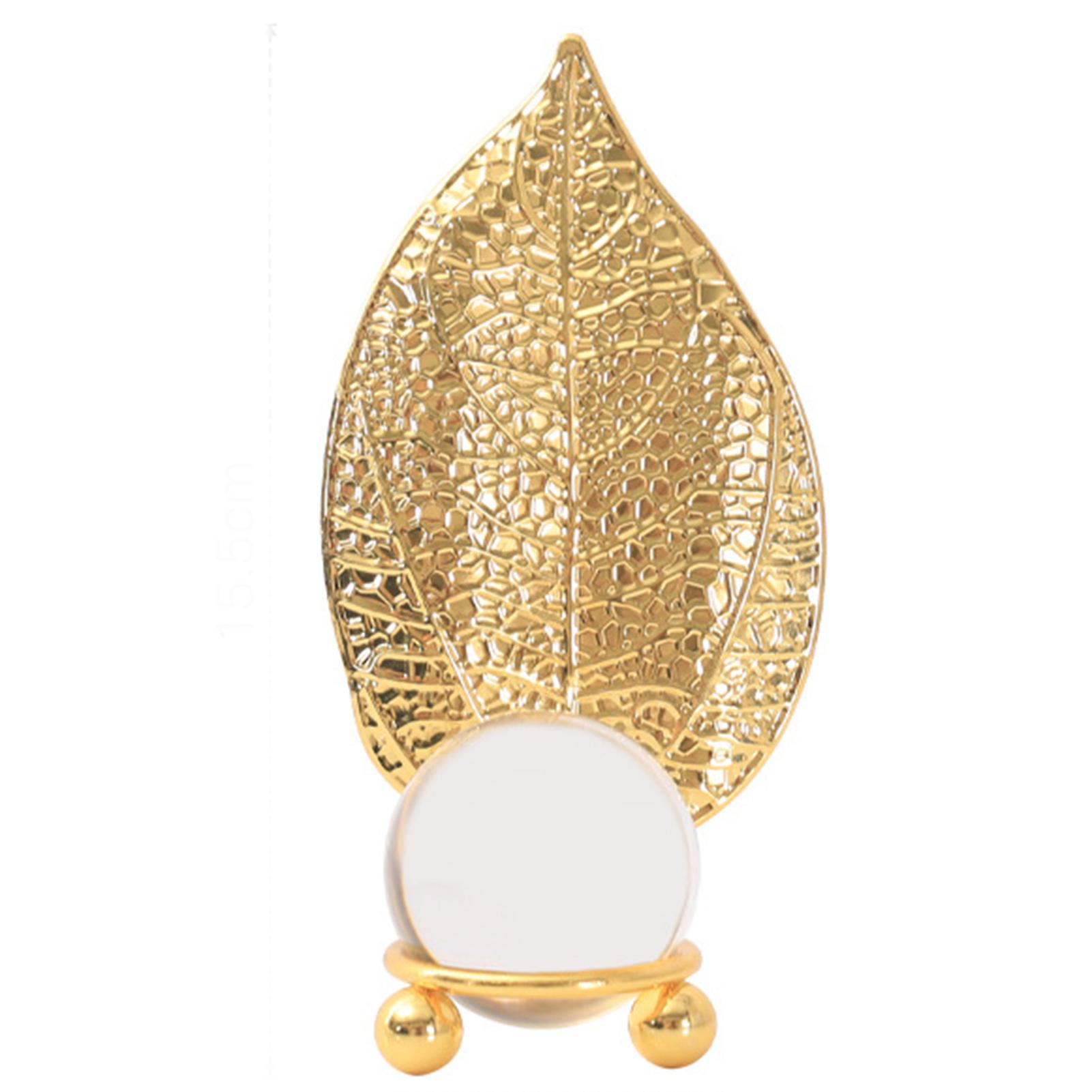 Metal Leaf Crystal Ball Ornaments Sculpture