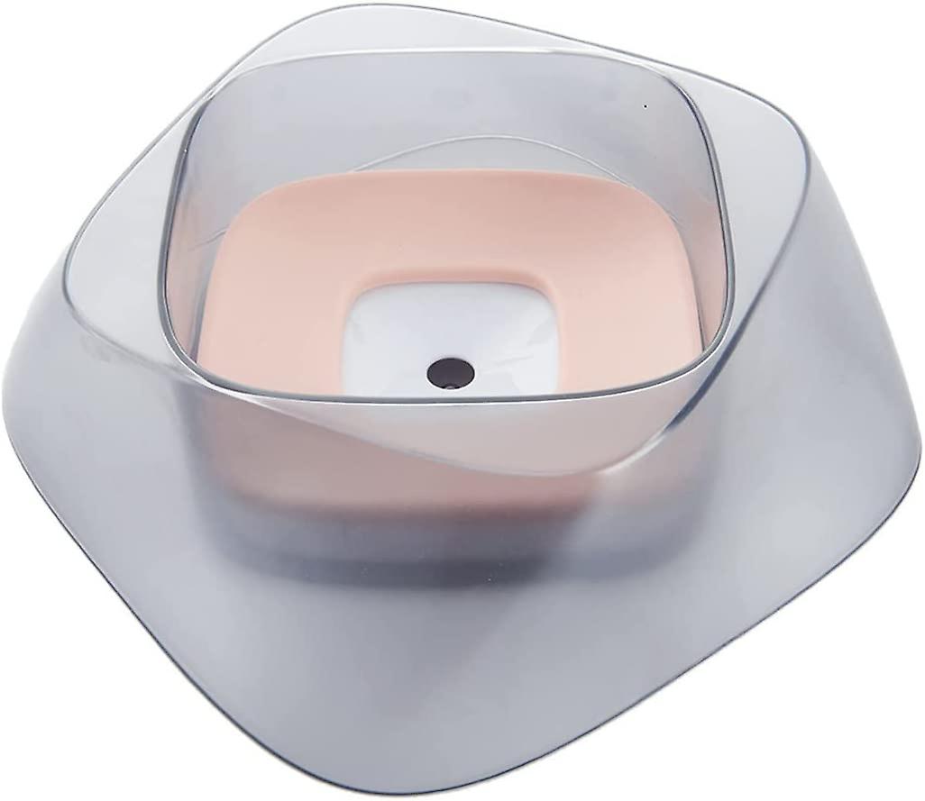 Slow Water Bowl No-Spill - Puppy Drinking Bowl Adjustable Spillproof Cat Water Bowl Feeding Bowl with Floating Disk Pink -