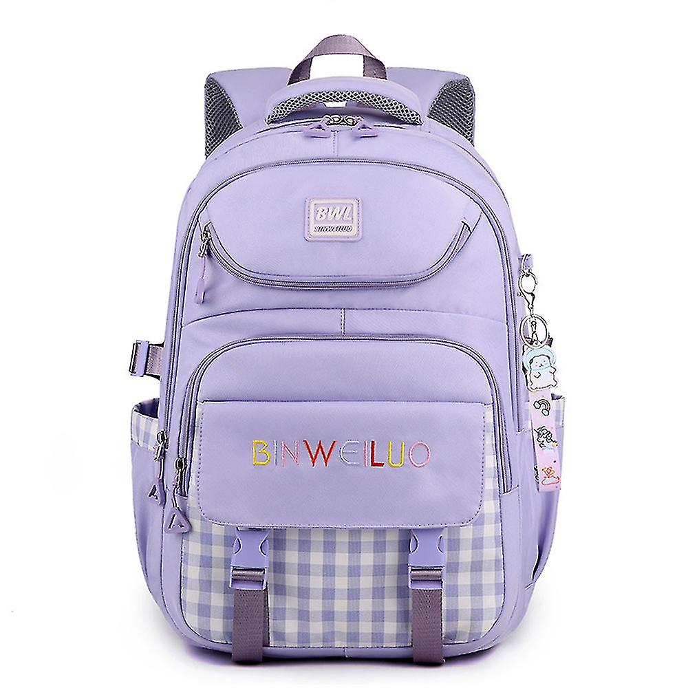 Primary And Secondary School Students Men's And Women's Backpack Simple And Lightweight Plaid Backpack