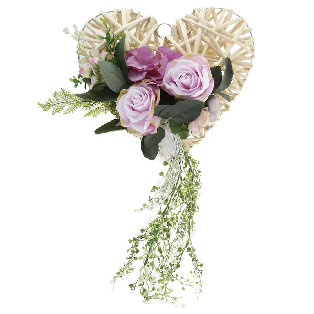 藤心丝玫瑰花门花环墙家居婚礼装饰紫色