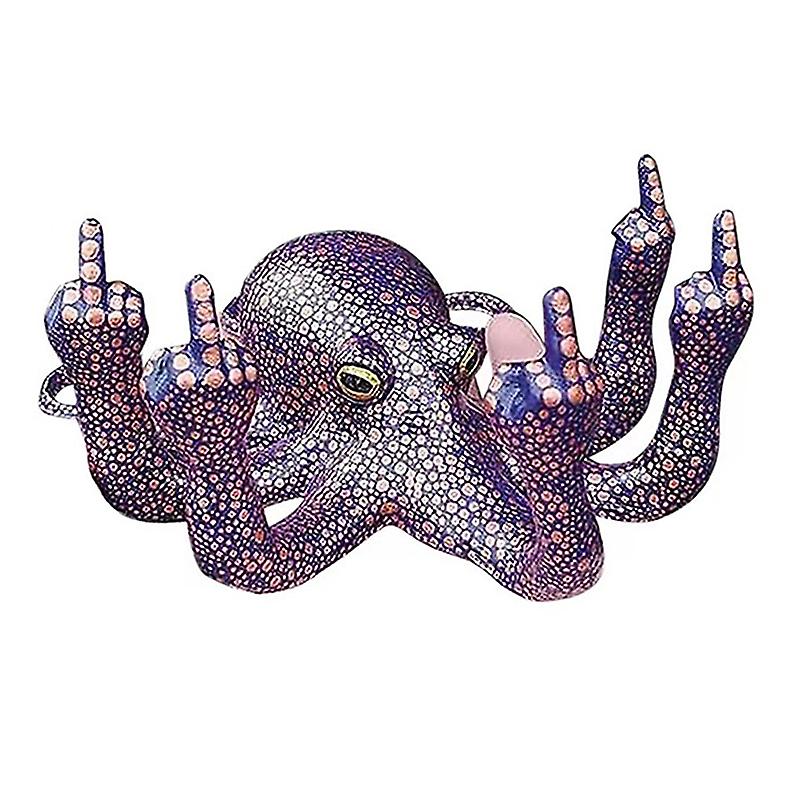 Octopus With Mother Of Pearl-multiple Colour Octopus With Middle Finger Anger Octopus Creative Decorative Sculpture Octopus Toy
