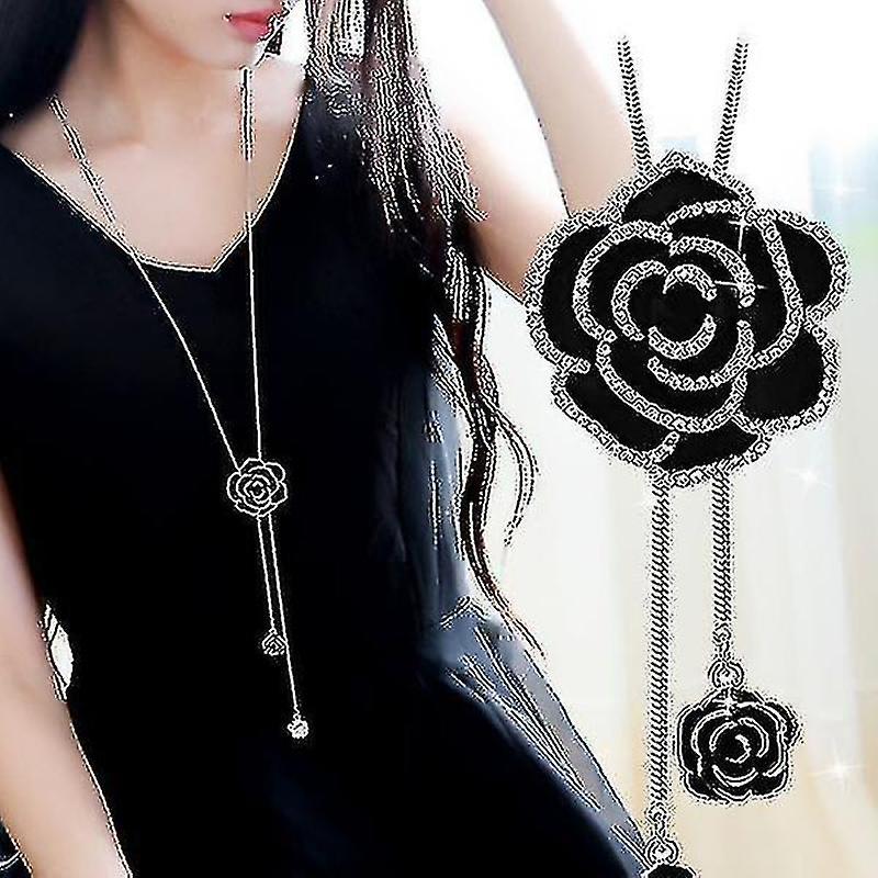 Rose Flower Long Collier Pendentif Collier [argent]