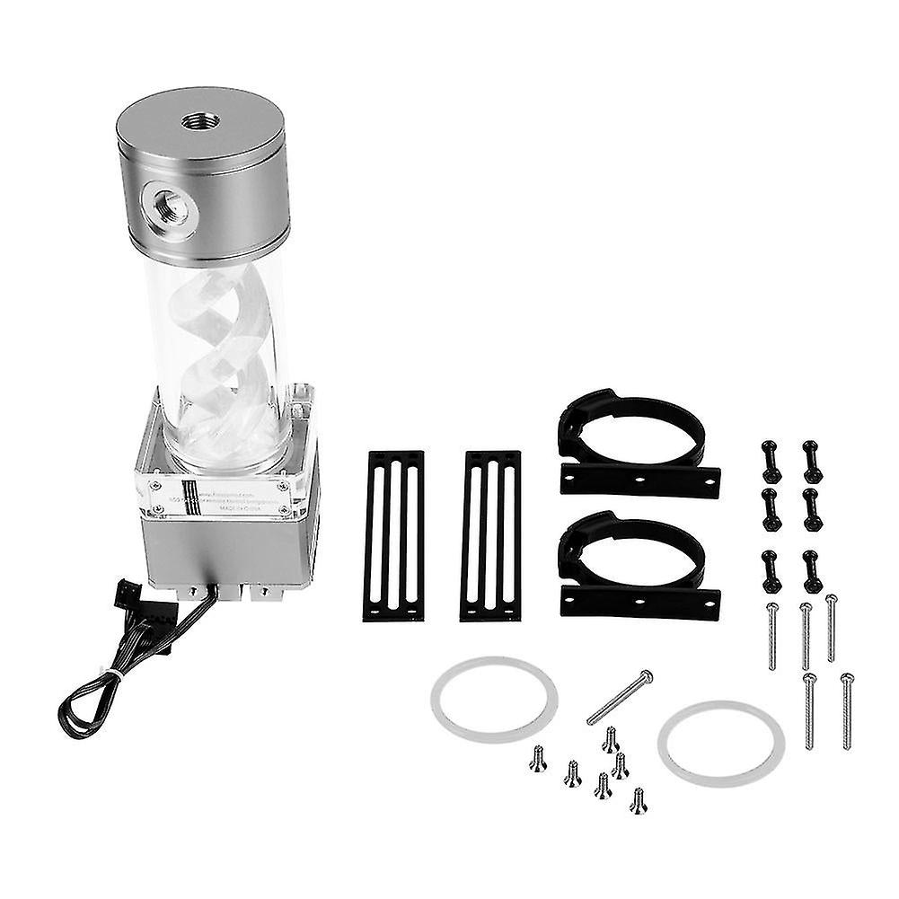 Cylindre d’ordinateur Refroidissement par eau Double Helix T Virus Pompe à eau Réservoir Set RGB (argent)