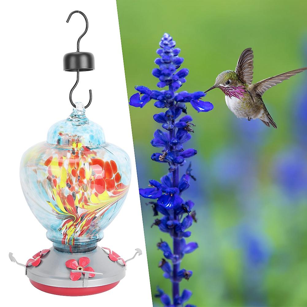 Courtyard Colorful Glass Hummingbird Feeder Type B 16.5x22.5 cm