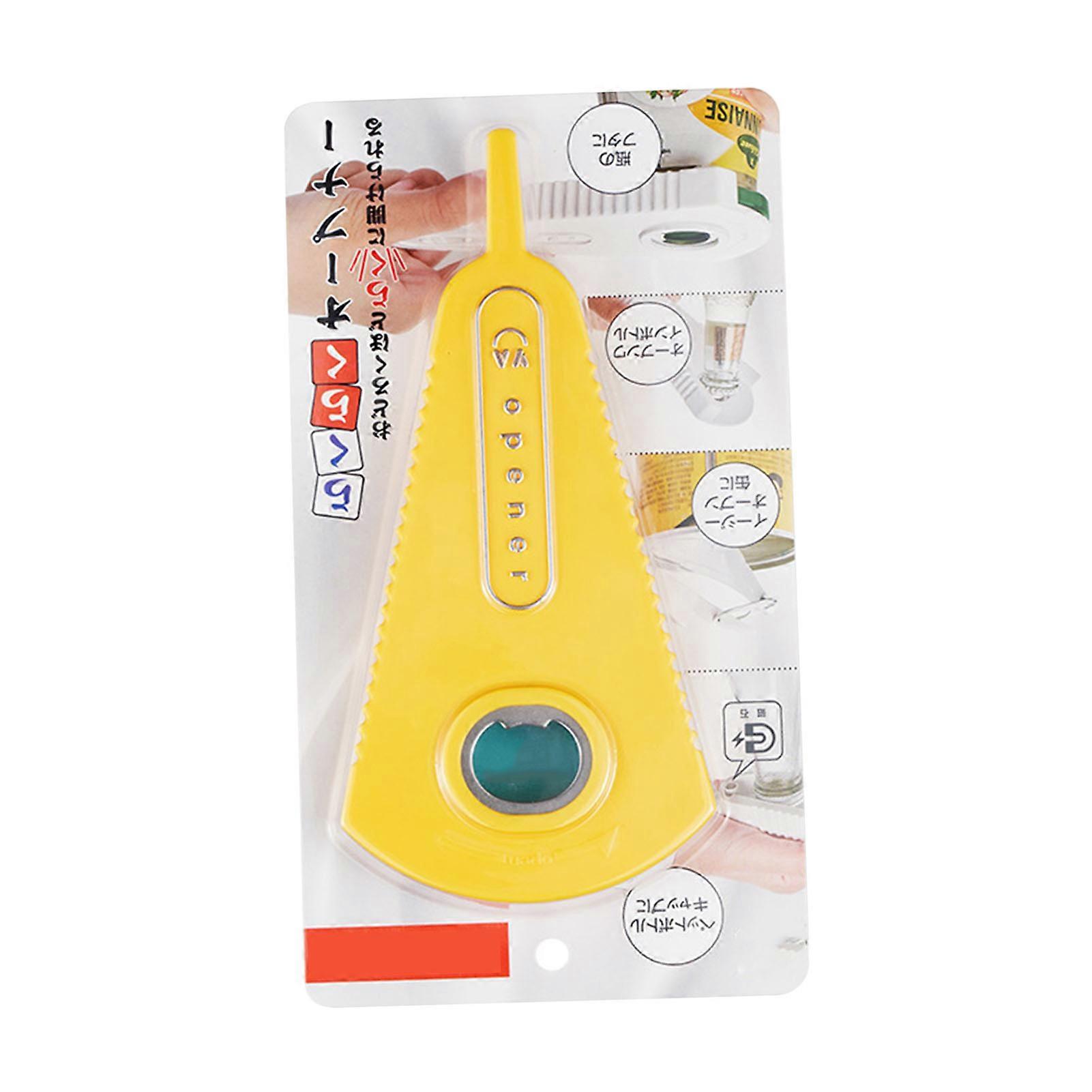 Multifunction Jar Opener Effortless Manual Can and Bottle Opener V Shaped Opening Jar Lid Opener for Home Kitchen Yellow 