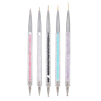 5 PCS Nail Art Liner Pen UV Gel Painting Nail Design Brush Pen Nail Dotting Drawing Pen 5//7/9/11/13
