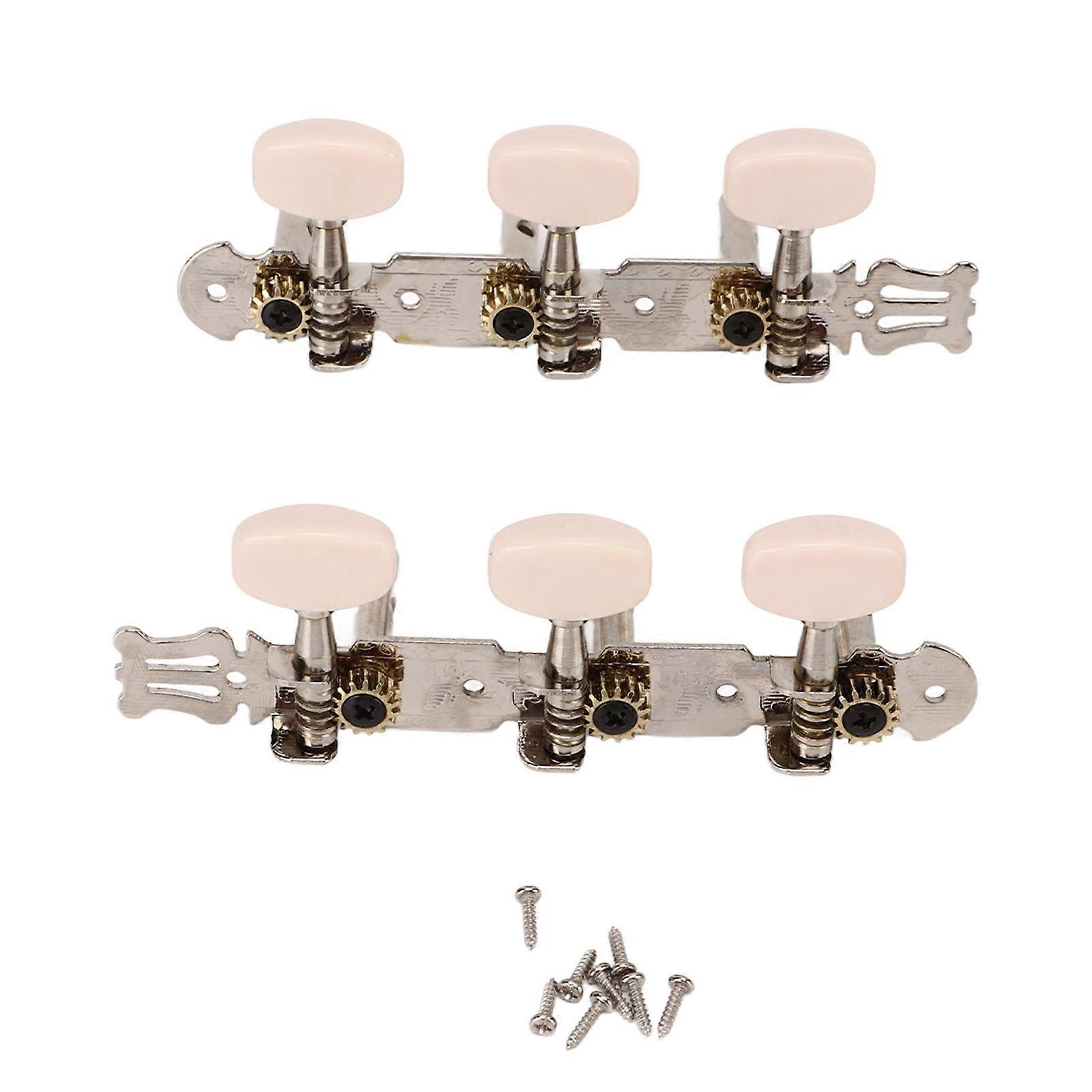 2Pcs String Tuning Key 3L 3R Metal Cream Color Button Acoustic Guitar Tuning Pegs 
