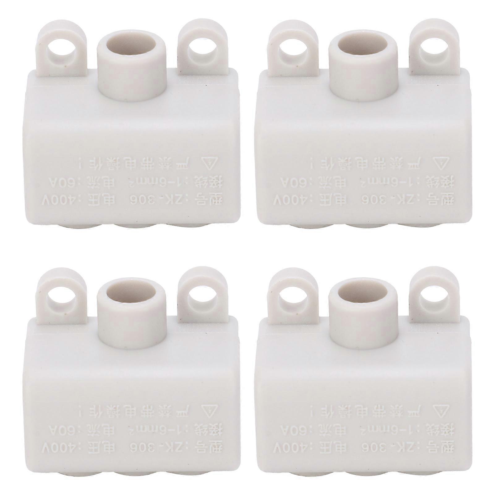 Qukaim配線スプリッター4PcsハイパワーメインスプリッターT字型配線端子台、400V 60A、1-IN、2-Out、産業用ワイヤーコネクタ、ZK-306