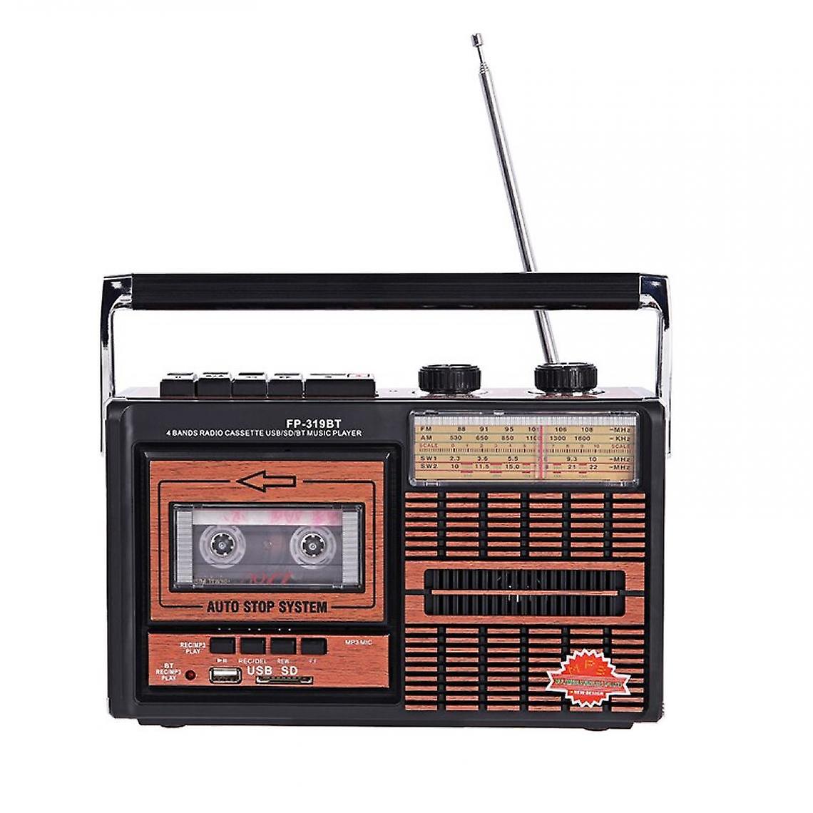 Retro Portable Radio Tape Recorder All Park Elderly Student Wireless Bluetooth Disk Transcription Multi-function Radio(orange)