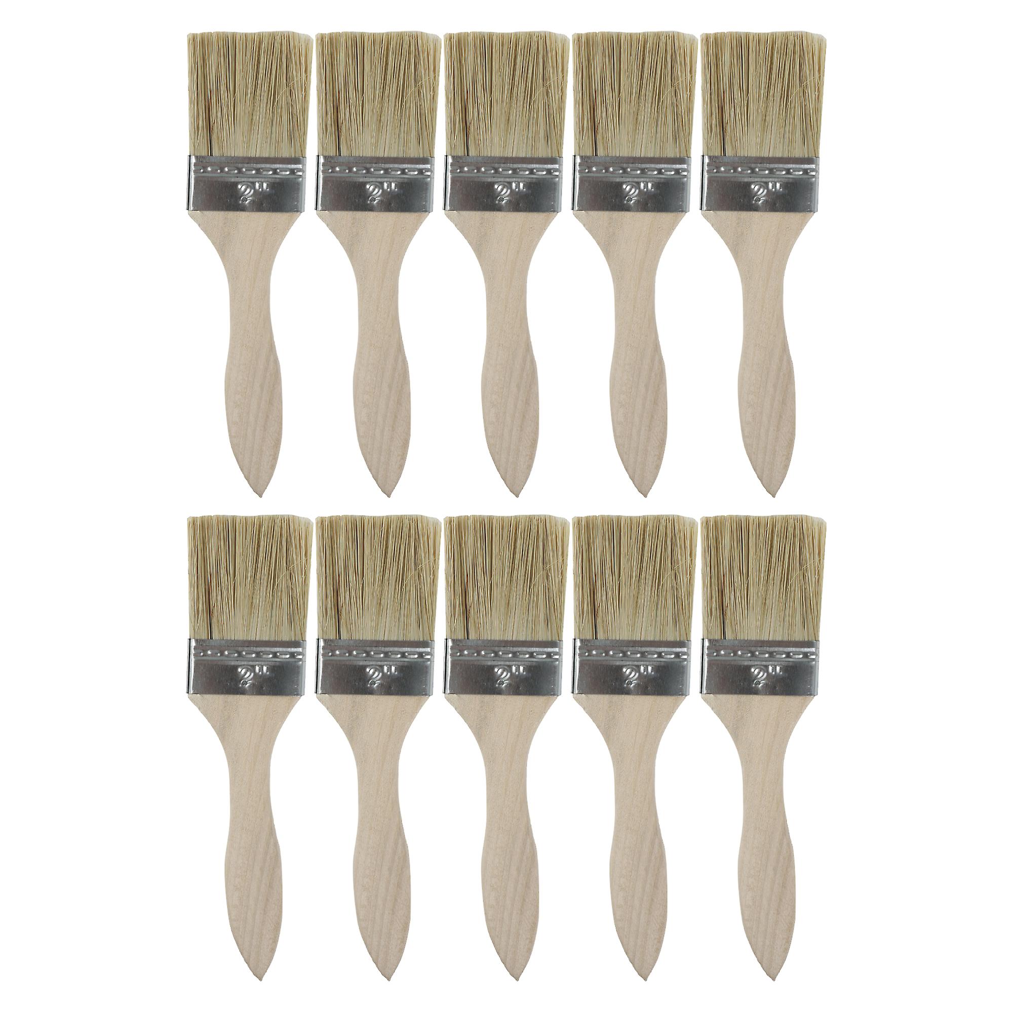 10 x Chip Paint BrushesThick Wood Color Handle Brushes for Sills 2 inch