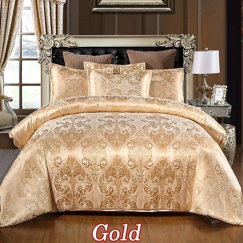 Luxury Silk Jacquard Fabric Duvet Cover & Pillow Shams Set Comforter Cover Single Twin Double Full Queen King Size Quilt Cover